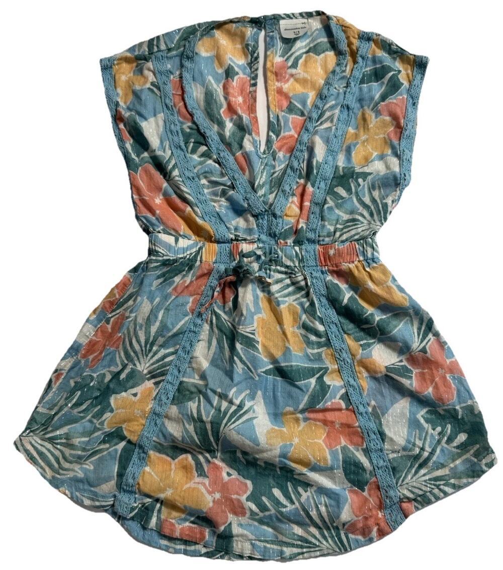 Abercrombie Kids Tropical Floral Romper Girls Size 5/6 Cut Out Back